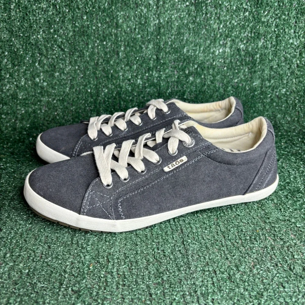 NEW Taos Star Canvas Lace Up Comfort Walking Sneakers Black Womens Size 9.5 Wide